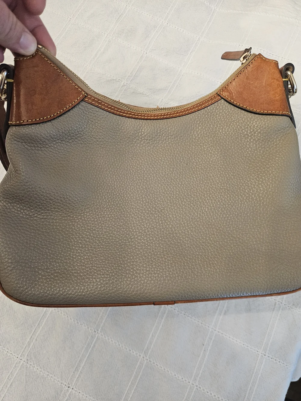 Dooney & Bourke Taupe Hobo with Tan Trim